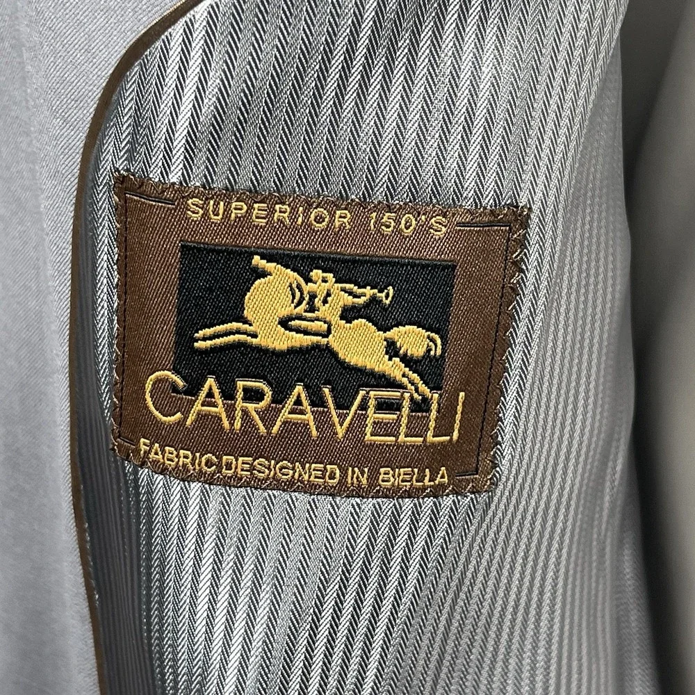 Caravelli Collezione Men's Gray Two Button Blazer Super 150's See Pics For Size